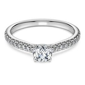 Inel solitar Eternity cu diamante create în laborator, 0,7 ct în total, formă rotundă, aur alb de 14K Inel solitar Eternity cu diamante create în laborator, 0,7 ct în total, formă rotundă, aur alb de 14K