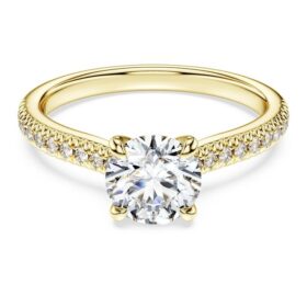 Inel solitar Eternity cu diamante create în laborator, 1,2 carate în total, formă rotundă, aur galben de 14K Inel solitar Eternity cu diamante create în laborator, 1,2 carate în total, formă rotundă, aur galben de 14K