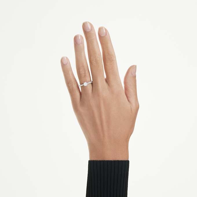 Inel solitar Eternity cu diamante create în laborator, 1,2 Ct în total, formă rotundă, aur alb de 14K Inel solitar Eternity cu diamante create în laborator, 1,2 Ct în total, formă rotundă, aur alb de 14K