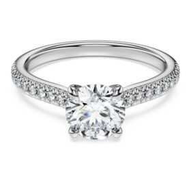 Inel solitar Eternity cu diamante create în laborator, 1,2 Ct în total, formă rotundă, aur alb de 14K Inel solitar Eternity cu diamante create în laborator, 1,2 Ct în total, formă rotundă, aur alb de 14K
