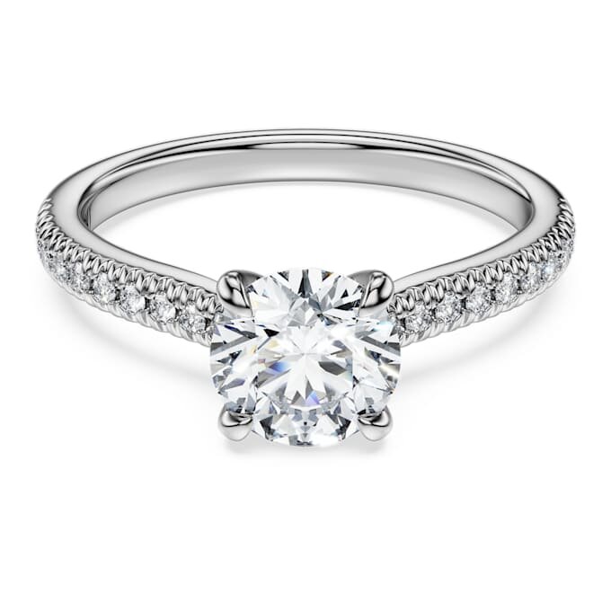 Inel solitar Eternity cu diamante create în laborator, 1,2 Ct în total, formă rotundă, aur alb de 14K Inel solitar Eternity cu diamante create în laborator, 1,2 Ct în total, formă rotundă, aur alb de 14K