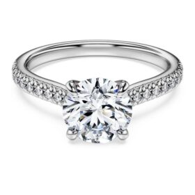 Inel solitar Eternity cu diamante create în laborator, 1,7 carate în total, formă rotundă, aur alb de 14K Inel solitar Eternity cu diamante create în laborator, 1,7 carate în total, formă rotundă, aur alb de 14K