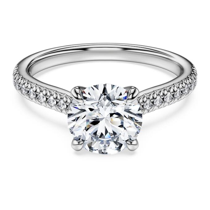 Inel solitar Eternity cu diamante create în laborator, 1,7 carate în total, formă rotundă, aur alb de 14K Inel solitar Eternity cu diamante create în laborator, 1,7 carate în total, formă rotundă, aur alb de 14K