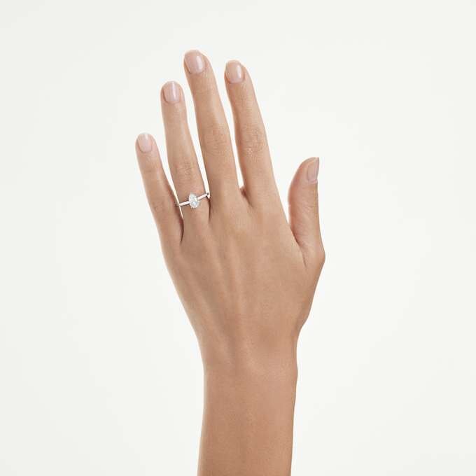 Inel solitar Eternity cu diamante create în laborator, 1 carat în total, formă de pară, aur alb de 14K Inel solitar Eternity cu diamante create în laborator, 1 carat în total, formă de pară, aur alb de 14K