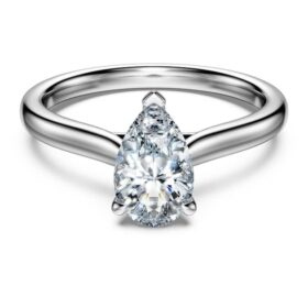 Inel solitar Eternity cu diamante create în laborator, 1 carat în total, formă de pară, aur alb de 14K Inel solitar Eternity cu diamante create în laborator, 1 carat în total, formă de pară, aur alb de 14K