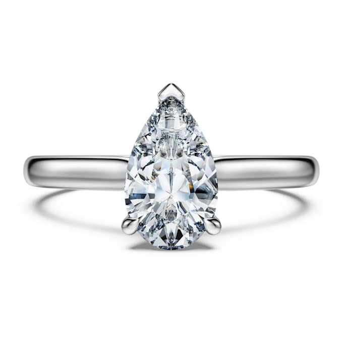 Inel solitar Eternity cu diamante create în laborator, 1 carat în total, formă de pară, aur alb de 14K Inel solitar Eternity cu diamante create în laborator, 1 carat în total, formă de pară, aur alb de 14K