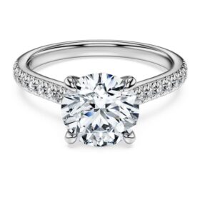 Inel solitar Eternity cu diamante create în laborator, 2,2 Ct în total, formă rotundă, aur alb de 14K Inel solitar Eternity cu diamante create în laborator, 2,2 Ct în total, formă rotundă, aur alb de 14K