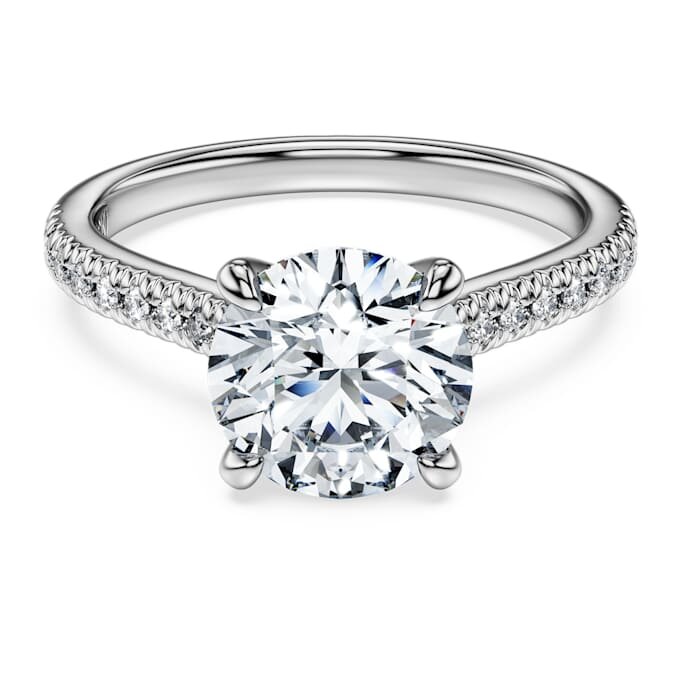 Inel solitar Eternity cu diamante create în laborator, 2,2 Ct în total, formă rotundă, aur alb de 14K Inel solitar Eternity cu diamante create în laborator, 2,2 Ct în total, formă rotundă, aur alb de 14K