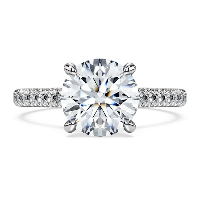 Inel solitar Eternity cu diamante create în laborator, 2,2 Ct în total, formă rotundă, aur alb de 14K Inel solitar Eternity cu diamante create în laborator, 2,2 Ct în total, formă rotundă, aur alb de 14K