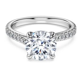 Inel solitar Eternity cu diamante create în laborator, 2,25 Ct în total, formă rotundă, aur alb de 14K Inel solitar Eternity cu diamante create în laborator, 2,25 Ct în total, formă rotundă, aur alb de 14K