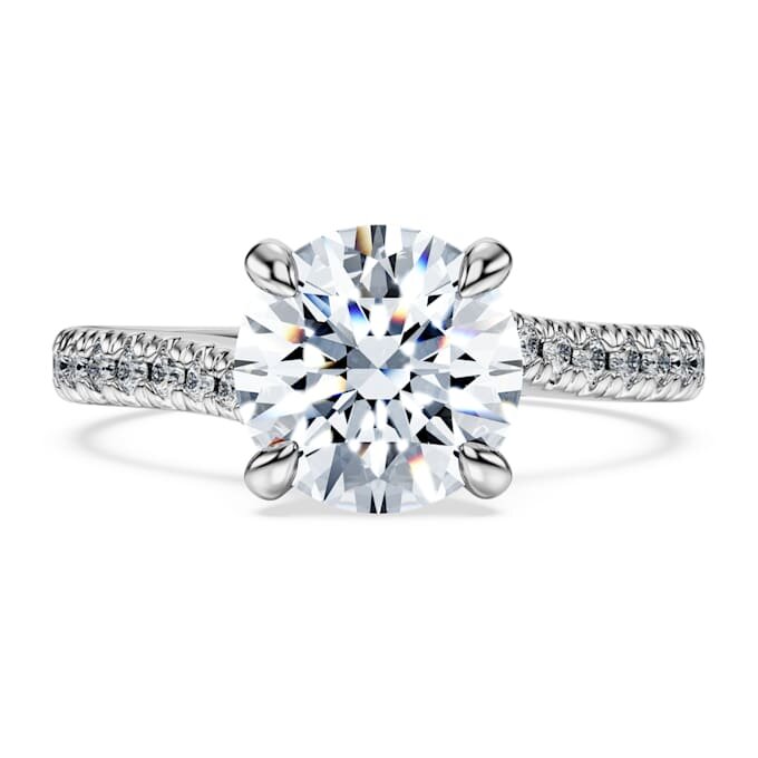Inel solitar Eternity cu diamante create în laborator, 2,25 Ct în total, formă rotundă, aur alb de 14K Inel solitar Eternity cu diamante create în laborator, 2,25 Ct în total, formă rotundă, aur alb de 14K