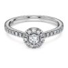 Inel solitar Eternity Halo cu diamante create în laborator, 0,45 carate în total, formă rotundă, argint sterling Inel solitar Eternity Halo cu diamante create în laborator, 0,45 carate în total, formă rotundă, argint sterling