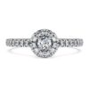 Inel solitar Eternity Halo cu diamante create în laborator, 0,45 carate în total, formă rotundă, argint sterling Inel solitar Eternity Halo cu diamante create în laborator, 0,45 carate în total, formă rotundă, argint sterling