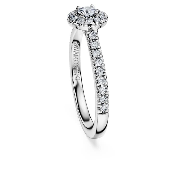 Inel solitar Eternity Halo cu diamante create în laborator, 0,45 carate în total, formă rotundă, argint sterling Inel solitar Eternity Halo cu diamante create în laborator, 0,45 carate în total, formă rotundă, argint sterling