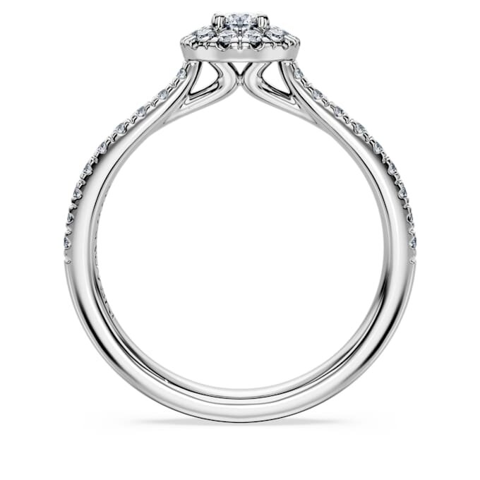Inel solitar Eternity Halo cu diamante create în laborator, 0,45 carate în total, formă rotundă, argint sterling Inel solitar Eternity Halo cu diamante create în laborator, 0,45 carate în total, formă rotundă, argint sterling
