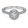 Inel solitar Eternity Halo cu diamante create în laborator, 0,8 carate în total, formă rotundă, aur alb de 14K Inel solitar Eternity Halo cu diamante create în laborator, 0,8 carate în total, formă rotundă, aur alb de 14K