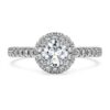 Inel solitar Eternity Halo cu diamante create în laborator, 0,8 carate în total, formă rotundă, aur alb de 14K Inel solitar Eternity Halo cu diamante create în laborator, 0,8 carate în total, formă rotundă, aur alb de 14K