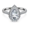 Inel solitar Eternity Halo cu diamante create în laborator, 1,3 carate în total, formă de pară, aur alb de 14K Inel solitar Eternity Halo cu diamante create în laborator, 1,3 carate în total, formă de pară, aur alb de 14K