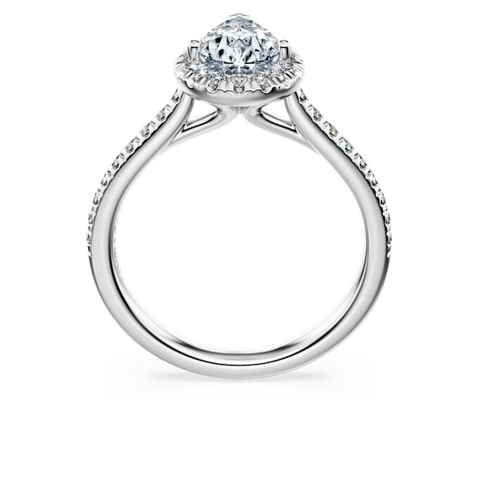 Inel solitar Eternity Halo cu diamante create în laborator, 1,3 carate în total, formă de pară, aur alb de 14K Inel solitar Eternity Halo cu diamante create în laborator, 1,3 carate în total, formă de pară, aur alb de 14K