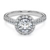 Inel solitar Eternity Halo cu diamante create în laborator, 1,33 carate în total, formă rotundă, aur alb de 14K Inel solitar Eternity Halo cu diamante create în laborator, 1,33 carate în total, formă rotundă, aur alb de 14K
