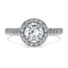 Inel solitar Eternity Halo cu diamante create în laborator, 1,33 carate în total, formă rotundă, aur alb de 14K Inel solitar Eternity Halo cu diamante create în laborator, 1,33 carate în total, formă rotundă, aur alb de 14K