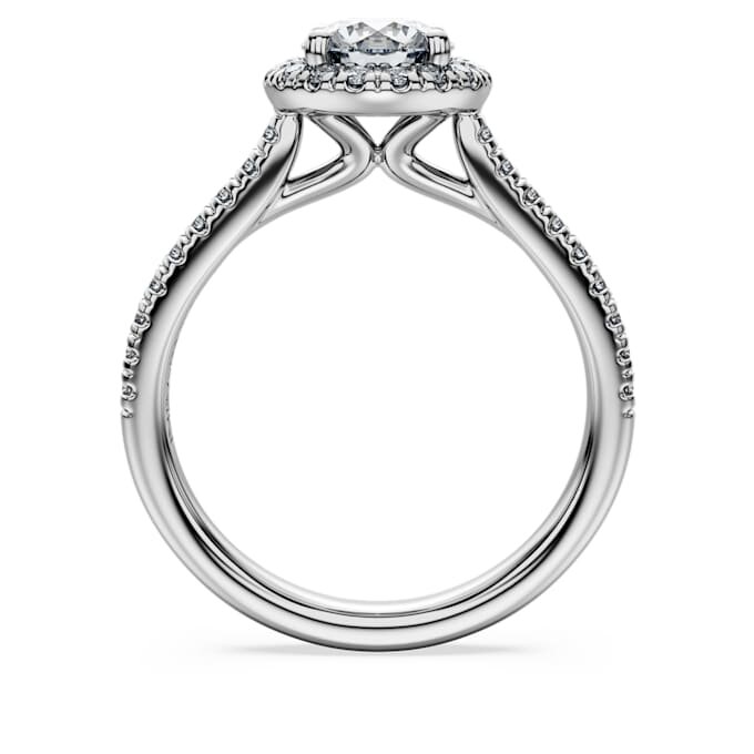 Inel solitar Eternity Halo cu diamante create în laborator, 1,33 carate în total, formă rotundă, aur alb de 14K Inel solitar Eternity Halo cu diamante create în laborator, 1,33 carate în total, formă rotundă, aur alb de 14K