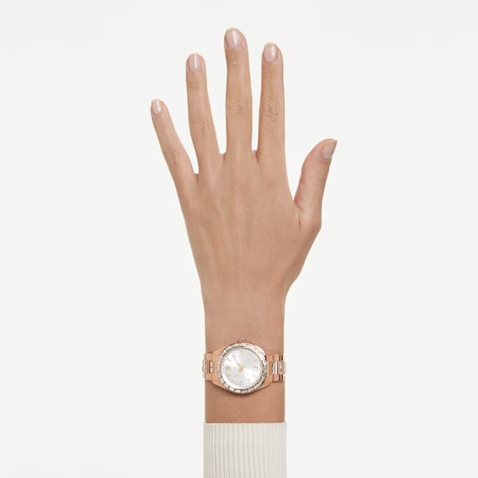 Matrix Date Watch, fabricat în Elveția, brățară metalică, nuanță de aur roz, finisaj în nuanță de aur roz Matrix Date Watch, fabricat în Elveția, brățară metalică, nuanță de aur roz, finisaj în nuanță de aur roz