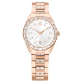 Matrix Date Watch, fabricat în Elveția, brățară metalică, nuanță de aur roz, finisaj în nuanță de aur roz