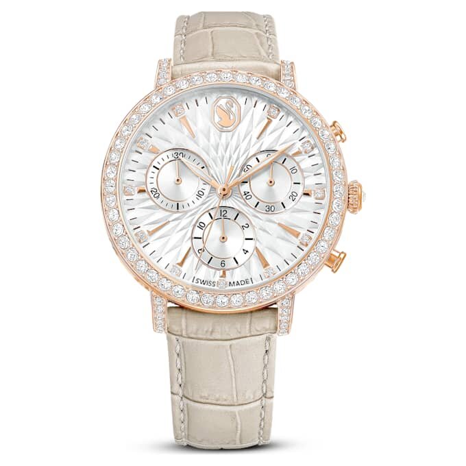 Matrix Tennis Chrono, fabricat în Elveția, curea din piele, bej, finisaj în nuanțe de aur roz Matrix Tennis Chrono, fabricat în Elveția, curea din piele, bej, finisaj în nuanțe de aur roz