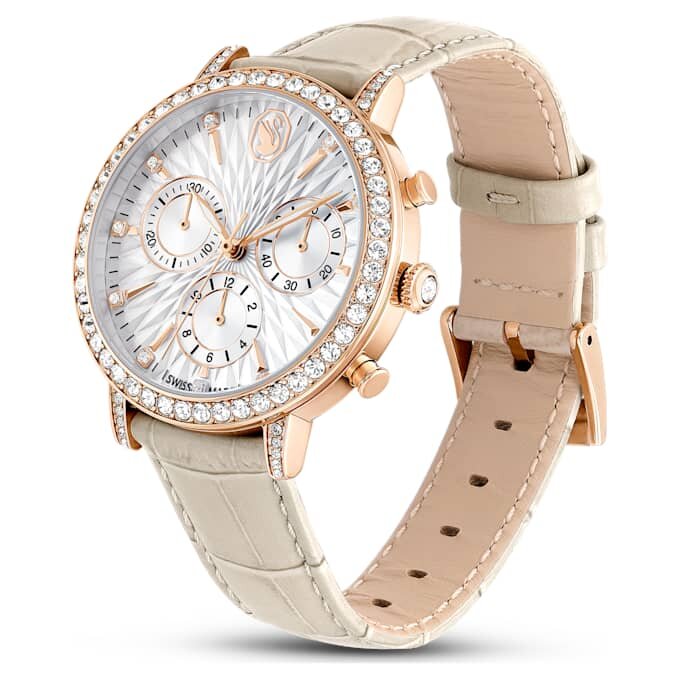Matrix Tennis Chrono, fabricat în Elveția, curea din piele, bej, finisaj în nuanțe de aur roz Matrix Tennis Chrono, fabricat în Elveția, curea din piele, bej, finisaj în nuanțe de aur roz
