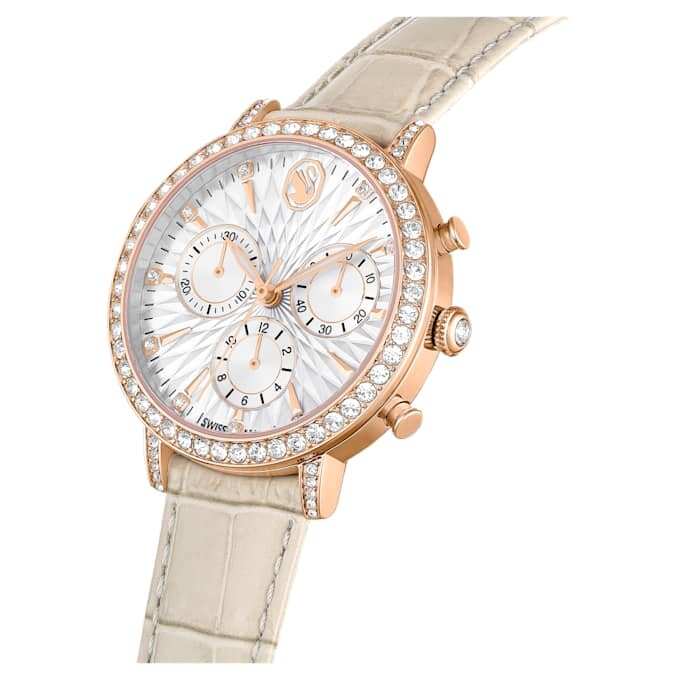 Matrix Tennis Chrono, fabricat în Elveția, curea din piele, bej, finisaj în nuanțe de aur roz Matrix Tennis Chrono, fabricat în Elveția, curea din piele, bej, finisaj în nuanțe de aur roz