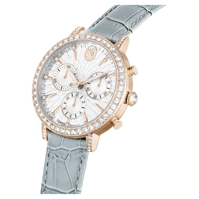 Matrix Tennis Chrono fabricat în Elveția, curea din piele, gri, finisaj auriu-șampanie Matrix Tennis Chrono fabricat în Elveția, curea din piele, gri, finisaj auriu-șampanie
