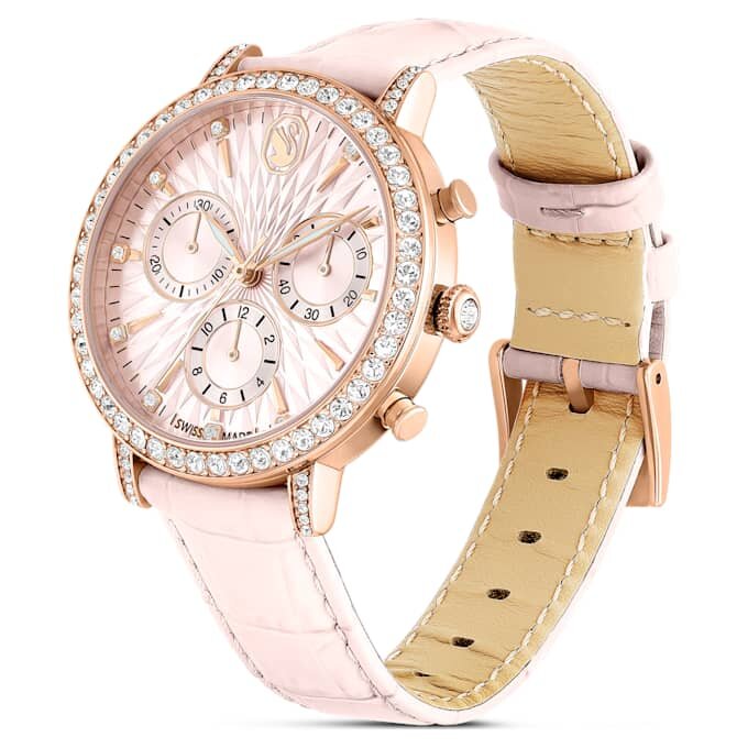 Matrix Tennis Chrono fabricat în Elveția, curea din piele, roz, finisaj în nuanțe de aur roz Matrix Tennis Chrono fabricat în Elveția, curea din piele, roz, finisaj în nuanțe de aur roz