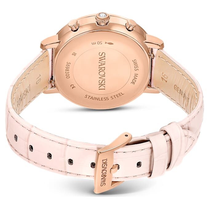 Matrix Tennis Chrono fabricat în Elveția, curea din piele, roz, finisaj în nuanțe de aur roz Matrix Tennis Chrono fabricat în Elveția, curea din piele, roz, finisaj în nuanțe de aur roz