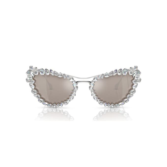 Ochelari de soare cu clemă 2 în 1, model statement, formă „ochi de pisică”, Sk7011, albi Ochelari de soare cu clemă 2 în 1, model statement, formă „ochi de pisică”, Sk7011, albi