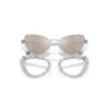 Ochelari de soare cu clemă 2 în 1, model statement, formă „ochi de pisică”, Sk7011, albi Ochelari de soare cu clemă 2 în 1, model statement, formă „ochi de pisică”, Sk7011, albi