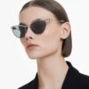 Ochelari de soare cu formă ovală, Sk7017, nuanță argintie