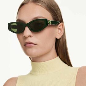Ochelari de soare cu ramă în formă de ochi de pisică, Sk6045, verde