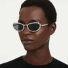 Ochelari de soare de formă ovală, 2 în 1 cu clemă, Sk7044, nuanță argintie Ochelari de soare de formă ovală, 2 în 1 cu clemă, Sk7044, nuanță argintie