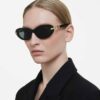 Ochelari de soare de formă ovală, negri Ochelari de soare de formă ovală, negri
