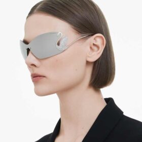 Ochelari de soare tip mască, Swan, Sk7020, nuanță argintie