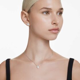 Set Ariana Grande X Swarovski cu tăieturi mixte, inimă, alb, placat cu rodiu