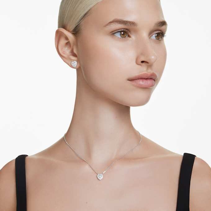 Set Ariana Grande X Swarovski cu tăieturi mixte, inimă, alb, placat cu rodiu Set Ariana Grande X Swarovski cu tăieturi mixte, inimă, alb, placat cu rodiu