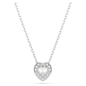 Pandantiv Ariana Grande X Swarovski cu tăieturi mixte, inimă, alb, placat cu rodiu