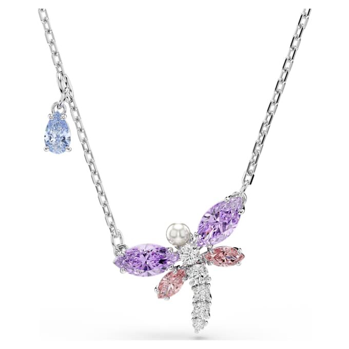 Pandantiv Ariana Grande X Swarovski cu tăieturi mixte, libelulă, multicolor, placat cu rodiu Pandantiv Ariana Grande X Swarovski cu tăieturi mixte, libelulă, multicolor, placat cu rodiu