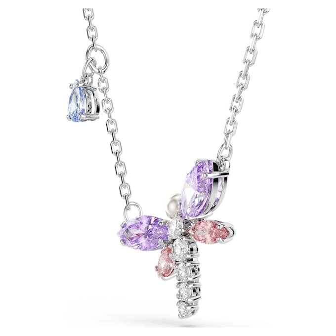 Pandantiv Ariana Grande X Swarovski cu tăieturi mixte, libelulă, multicolor, placat cu rodiu Pandantiv Ariana Grande X Swarovski cu tăieturi mixte, libelulă, multicolor, placat cu rodiu