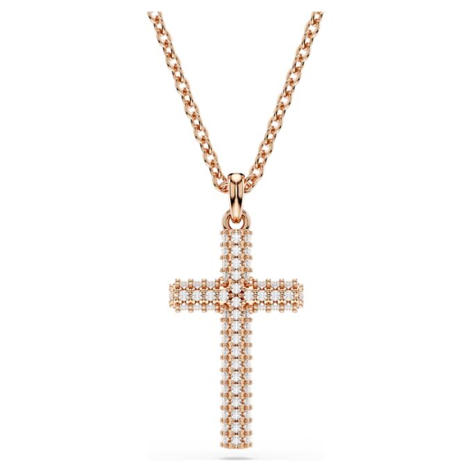 Pandantiv cruce Insigne, alb, placat cu aur roz Pandantiv cruce Insigne, alb, placat cu aur roz