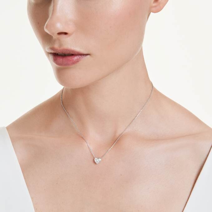 Pandantiv Eternity cu diamante create în laborator, 0,5 carate în total, în formă de inimă, argint sterling Pandantiv Eternity cu diamante create în laborator, 0,5 carate în total, în formă de inimă, argint sterling