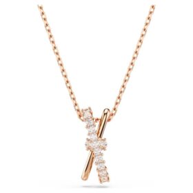 Pandantiv Hyperbola cu tăieturi mixte, răsucit, alb, placat cu aur roz