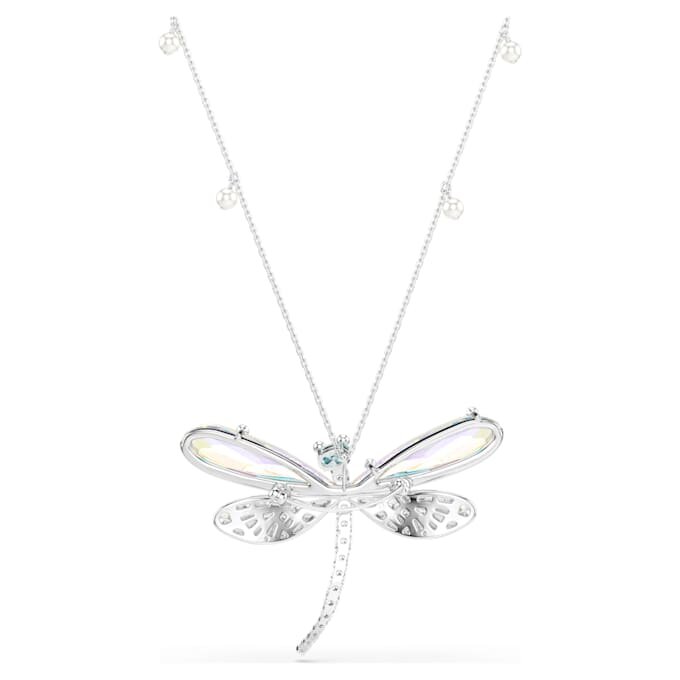 Pandantiv și broșă Ariana Grande X Swarovski cu perle de cristal, tăieturi mixte, libelulă, alb, placat cu rodiu Pandantiv și broșă Ariana Grande X Swarovski cu perle de cristal, tăieturi mixte, libelulă, alb, placat cu rodiu
